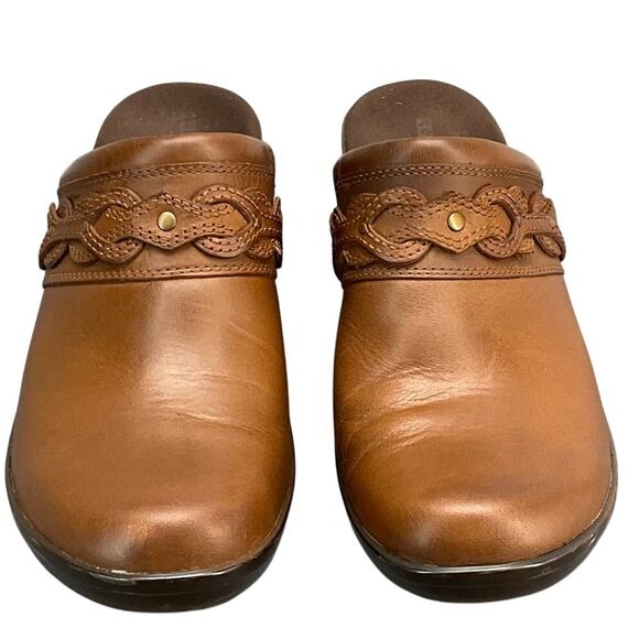 Clarks Marion Coreen Mule Cognac Tan Leather Slip On Comfort Clog Women 9 - Picture 4 of 8